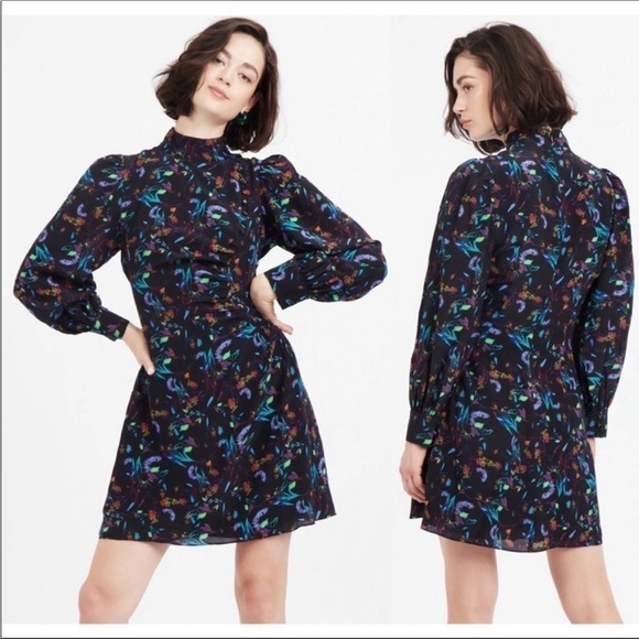 Tanya Taylor Dresses & Skirts - NWOT Tanya Taylor Clarisse Black Silk Floral Dress Mini